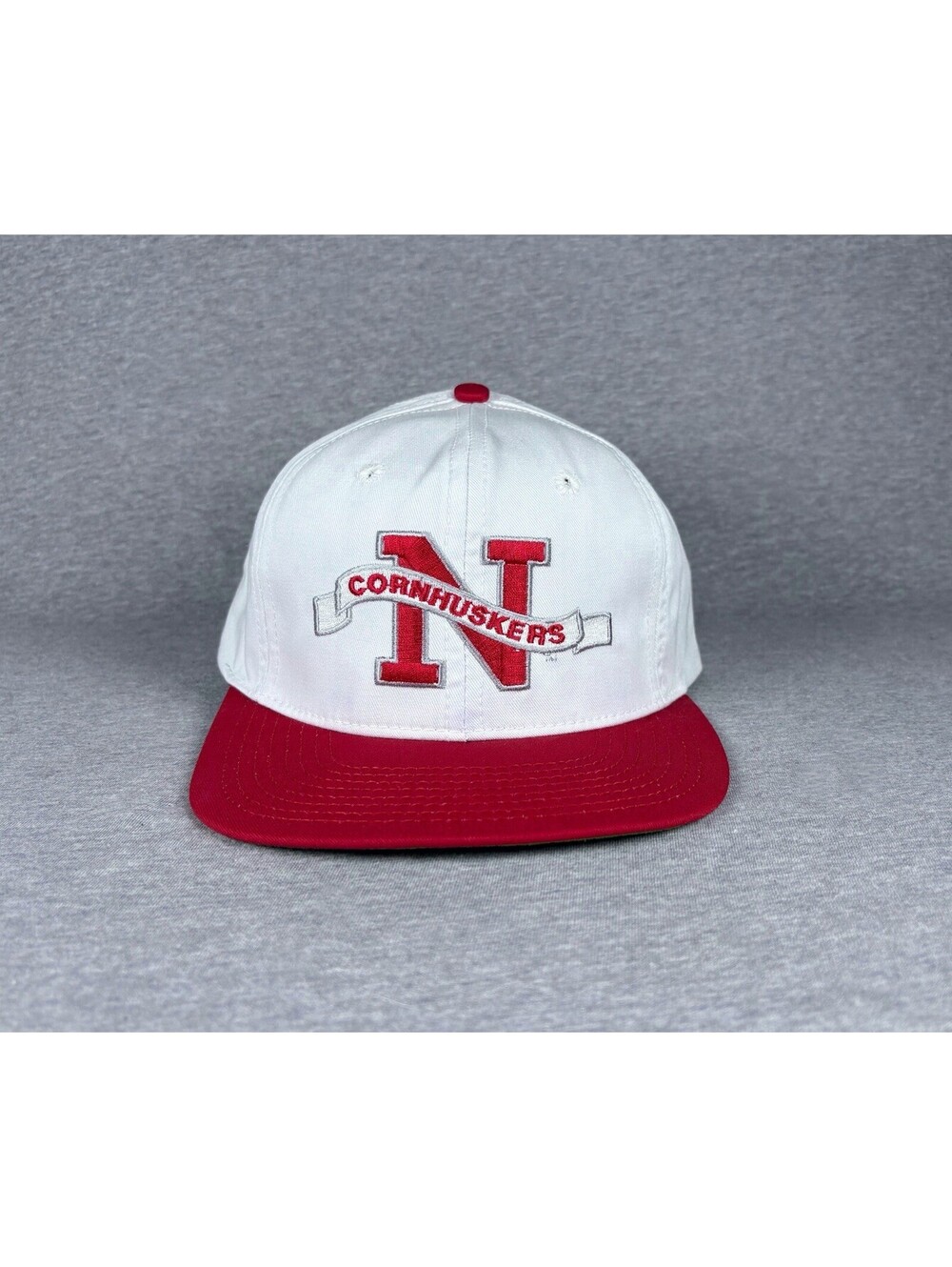 Vintage Nebraska Cornhuskers Snapback Hat Cap Red White USA Made Football